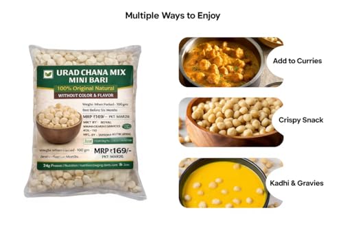 Image of Chana Tuwar Dal Bori 100g, Chana Arhar Dal Badi, Mixed Lentil Badi India, Handmade Dal Bori.
