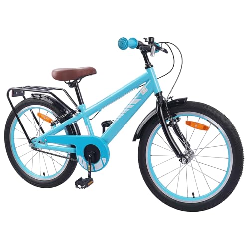 ACAGALA Bicicleta infantil de 20 pulgadas para niños de 6 a 11 años, timbre y asiento incluidos, tamaño recomendado para niños de 120 a 135 cm, color azul claro