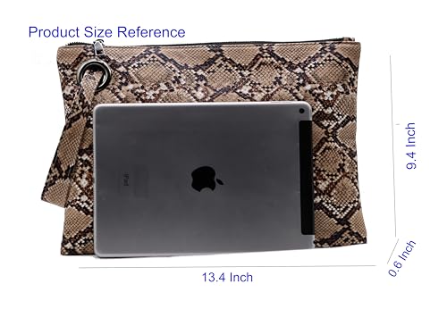 Image of Amaze Women's Oversized Envelope Clutch Purse, Large PU Leather Evening Bag with Wristlet Strap for Wedding & Party