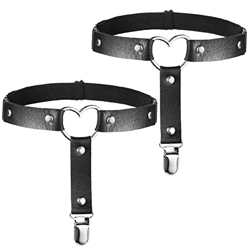 Femicgal 2 Morceaux de Collants Punk, Chaussettes Gothiques Clip Non Glisser, Gothique Amour Punk Cuisses Ceinture de Réglage, Robe de Cosplay, Robe D'Halloween, Accessoires de Vêtements Cover