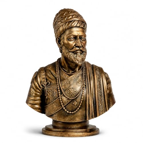 Image of Chhatrapati Shivaji Maharaj Idol 5 Inch Antique Bronze Finish | Resin Statue for Home Decor, Car Dashboard, Office Table | Shivaji Murti Gift Item for Men Women | Spiritual Decorative Showpiece