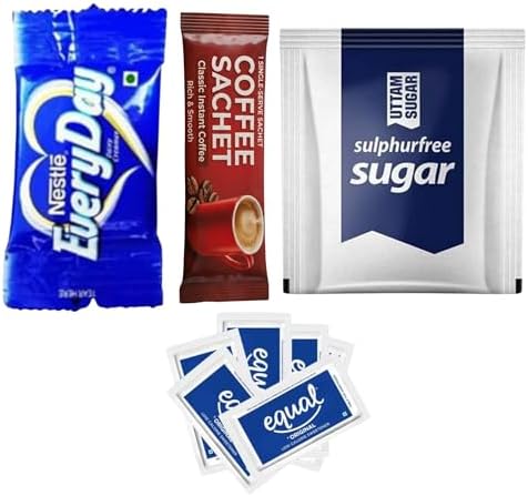 Nes-tle Coffee Combo Pack (150 Milk Sachet + 200 Sugar Sachet + 60 Coffee Sachet + Accessories)