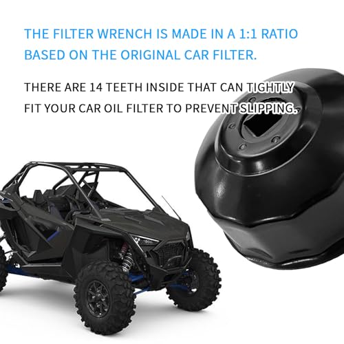 QQWD 3084963 2520799 Oil Filter Wrench for Polaris, 65mm 14 Flutes Heavy Duty Wrench Socket Removal Tool for Ranger RZR Sportsman ACE 500 570 800 900 for 2.55'' Oil Filter(Black)