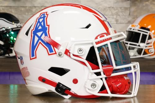 Houston, Oilers Collectible SpeedFlex Helmet - GG Special Edition - with Free USA Flag Decal - Green Gridiron