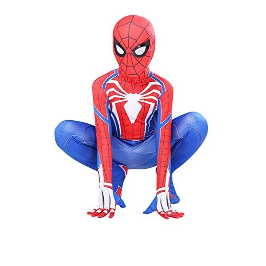 LGYCB Spindelmannen cosplay-kostym, Ps4 spel rollspel barn vuxen kroppsdräkt, barn superhjälte rollspel body jul tema fester scenkostym, barn XXL (150 cm) – svart