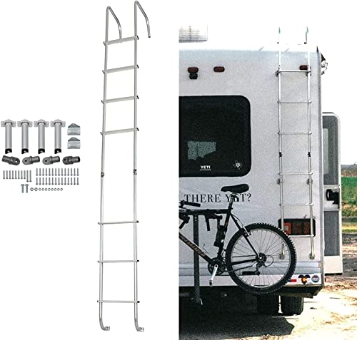 Ecotric Universal Exterior Rv Motorhome Straight Ladder Aluminium Silver (7 Step Ladder) #TOP1