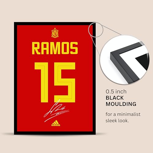 Image of Posternet Sergio Ramos Wall Poster Frames | 8x12 inch | World Cup special signed Jerseys Series | Hanging Wall Artwork Frames for Living Room, Bedroom, Office and Etc