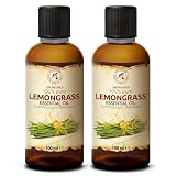 Olio Essenziale di Lemongrass 2x100 ml - Cymbopogon Flexuosus - Naturale e Puro - Olio essenziali per Diffusori - Profumi per la Casa - per Saponi e Candele - Sauna - Aroma Fresco - Aromaterapia