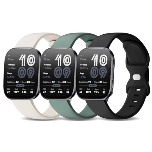 Image of 3 Pack Watch Bands Compatible with Amazfit Bip 6 /Bip 5 /Active Max /Bip Max /Balance 2 /Balance,22mm Soft Silicone Replacement Sports Strap for Amazfit GTR 4 /3 Pro /3 /2 /Cheetah Women Men