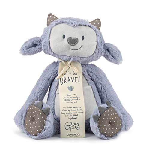 Demdaco 5004700747 Growl Pal Let'S Be Brave Polka Dot Purple 16 Inch Plush Fabric Figure Toy cover