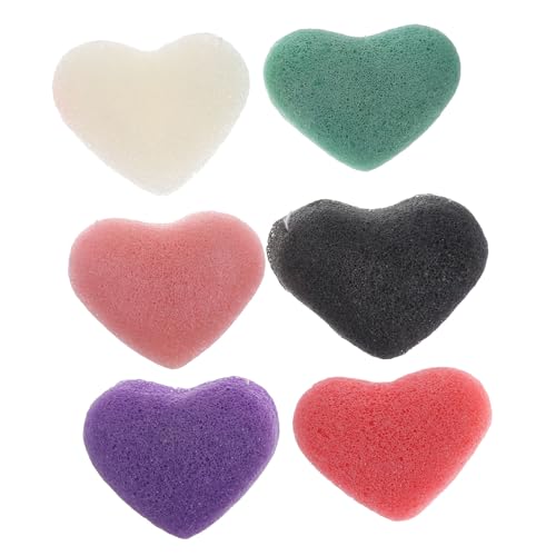 Éponge nettoyante visage et exfoliation : lot de 6 éponges cœur pour soins de la peau