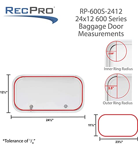 Recpro Rv Baggage Door 24" Wide X 12" High With Rounded Corners For Rvs| Compartment Storage Doors With Top Hinge For Campers | Trailer Compartment Doors | Made In America #TOP3