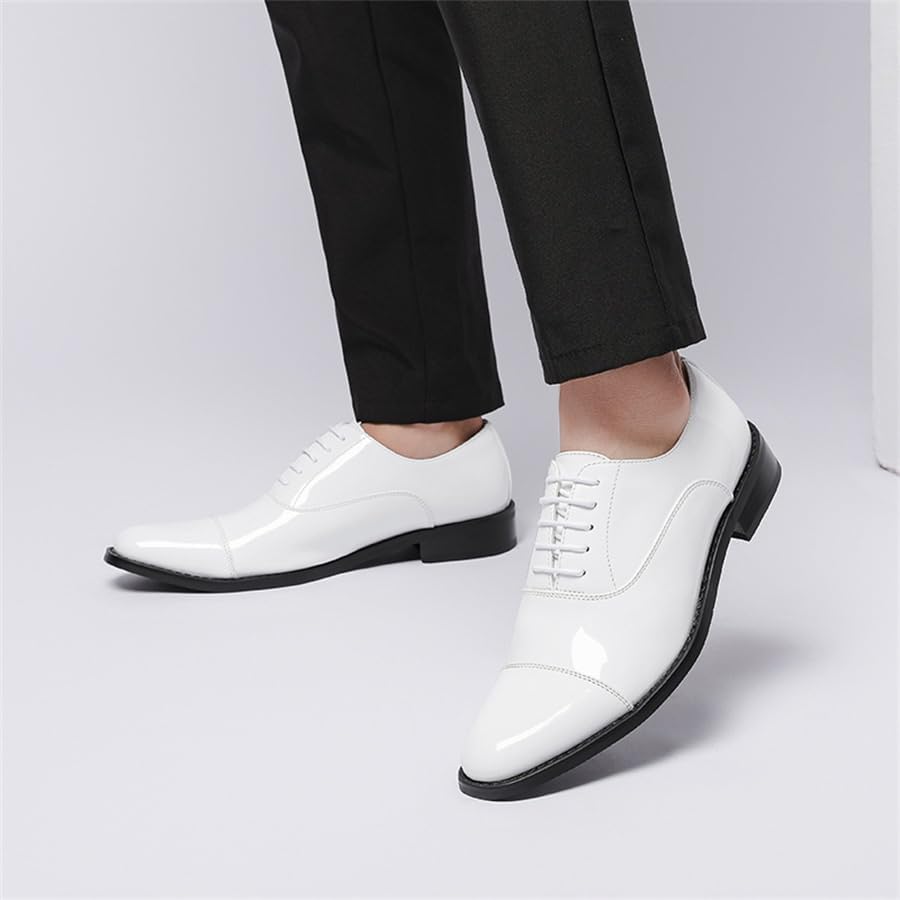 Large Size Men's Business Formal Leather Shoes Low Heel Pointed Toe Lace-up Oxford Shoes Slip Resistant Rubber Soft Sole Breathable Casual Shoes for Men