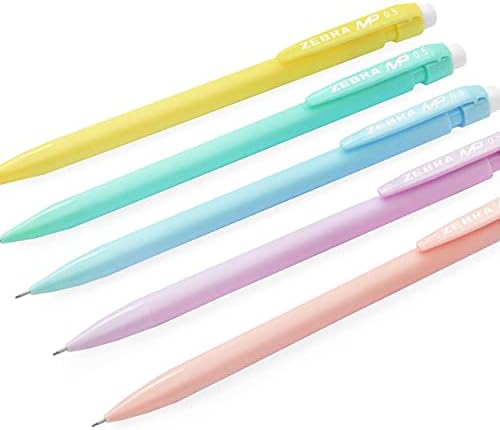 Zebra MP Mechanical Pencil - 0.5mm Fine Nib - Graphite Lead - Pastel Set of 5