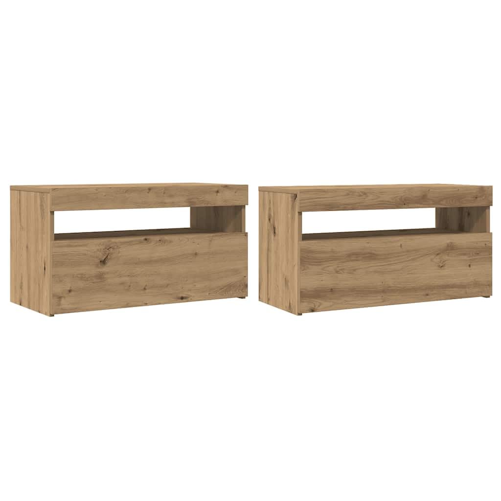 vidaXL 2 Piece TV Cabinet Set with LED Lights Artisan Oak Engineered Wood
