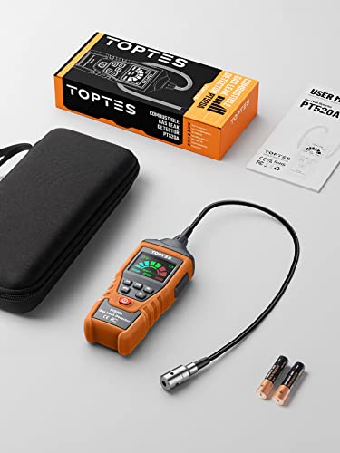 Natural Gas Detector, Toptes Pt520A Gas Leak Detector With 17-Inch Gooseneck, Locating The Source Of Propane, Natural Gas, And Combustible Gas Leak For Home And Rv (Includes Battery X3) - Orange #TOP6