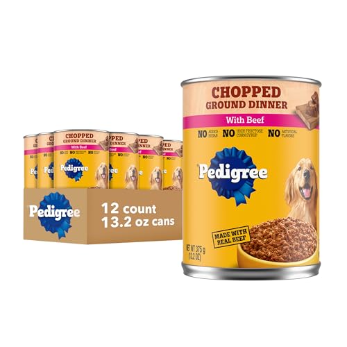 Pedigree Chopped Ground Dinner Wet Dog Food, Beef, 13.2 oz, 12 Count - image 1