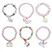 Set of 6 Unicorn Rainbow Bracelets, Little Girl Animal Bracelets, Teens Kids Unicorn Pendant Beaded Bracelet Girl Party Favor Pretend Play Bracelet