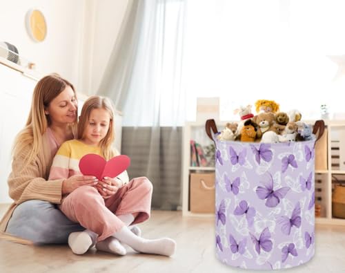 Image of Kids Laundry Hamper,Butterfly Laundry Basket Collapsible Girls Storage Baskets for Home Decor,Office,Toy Organizer,(Purple Butterfly