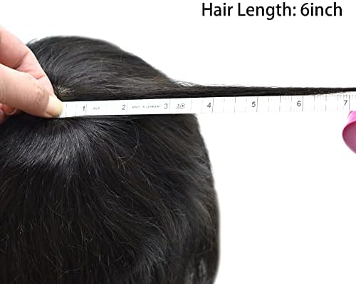 LOVIN HAIR Toupee For Men Human Hair Piece Replacement Systems Full Injected Pu Mens Toupee Hairpieces Durable Thin Skin Pu Hair System for men 8"x10" #1 Jet Black-130% Medium Density