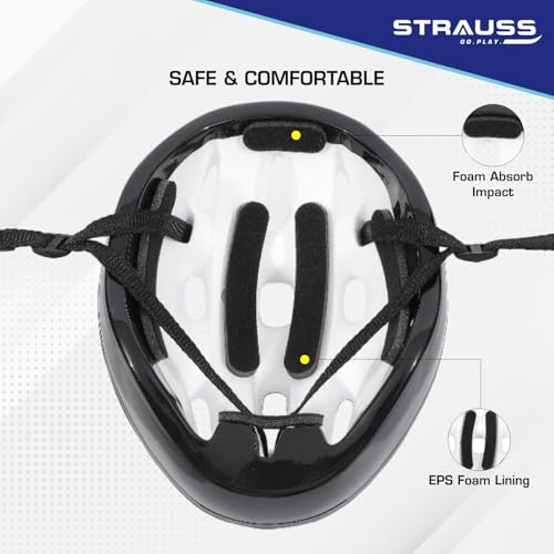 Image of Strauss ArmorX Cycling Helmet | Lightweight with Good Ventilation | Multi-Sport Helmet for Mountain, Road Biking & Skating | EPS Foam Lining for Protection | Ideal for Adults with 15+ Age (Blue)