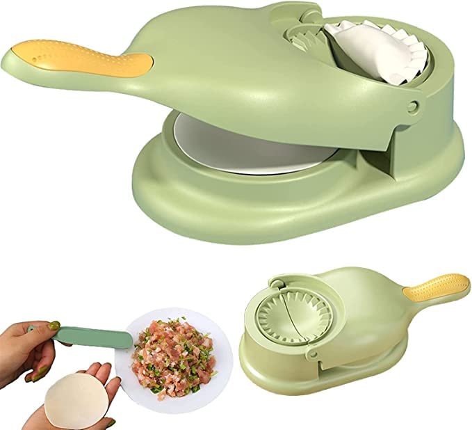 OZKET 2 in 1 Manual Dumpling Maker Ghughra Momos Maker Machine, Dumpling Skin Press Mould for Gujiya Making,Dumpling Maker Mould Machine, Kitchen Dumpling Puri Maker Tool (1 Pcs, Multi Color)