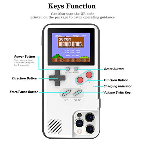 Gameboy Phone Cases, Retro 3D Gameboy Case for iPhone with 36 Small Games, Color Display Shockproof Video Game Phone Case, Phone Protective Case (for iPhone 12/12 Pro, White) - Thumbnail 7