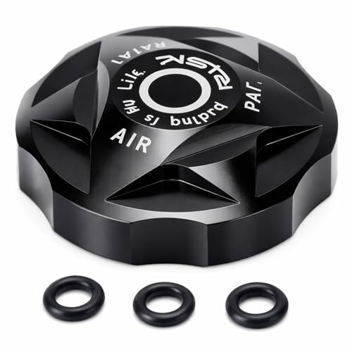 Fahrrad Ventildeckel, Aluminium Schrader Ventilkappen mit 3 Dichtringen, Ventildeckel fr Mountainbike(Schwarz)