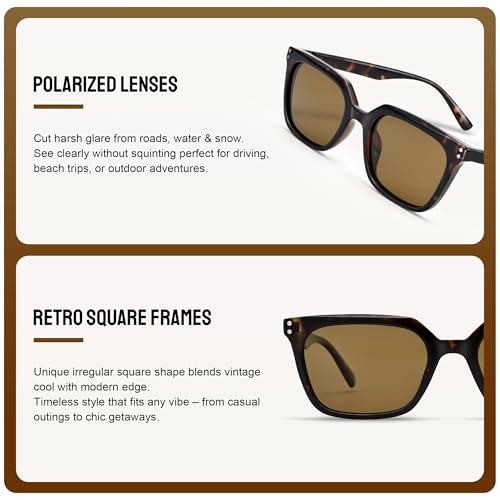 Pro Acme Polarized Vintage Square Sunglasses for Women Men Retro Frame Unisex Driving Glasses Outdoor Shades2
