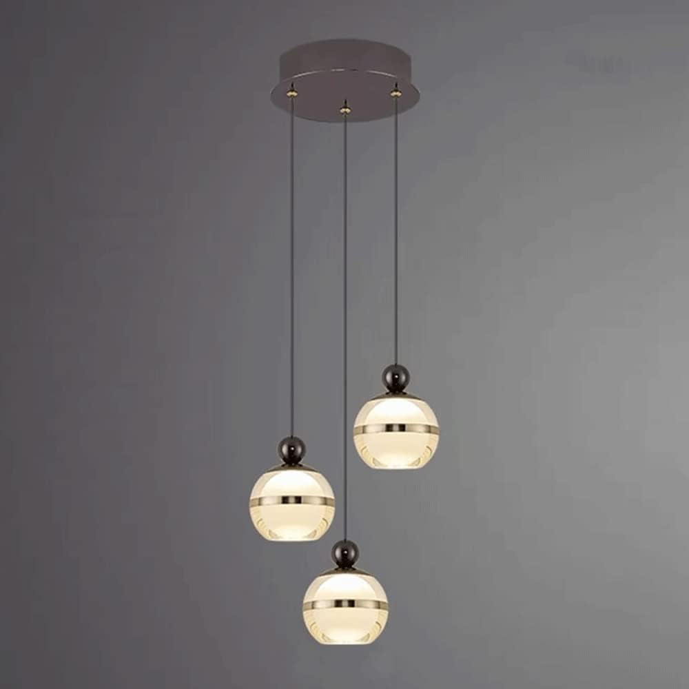 Éclairage Suspendu Sphérique Moderne À Led, Mini Lampes Suspendues Noires Avec Abat-Jour En Acrylique, Lampes À Suspension Réglables Pour Îlot De Cuisine Salle À Manger Chambre 6000K-Lumière B