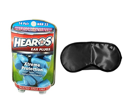 Hearos Xtreme Protection Foam Ear Plugs [14 Pairs] & MaskCraft Airline Sleep Mask [Black] - Bundle