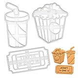 Set of 3 Cinema themed cookie cuters (Designs: Popcorn, Admit One Ticket, and Soft Drink), 3 pieces - Bakerlogy