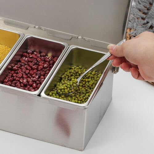Récipient à ingrédients en acier inoxydable - 5 grilles - Boîte à épices - Récipient à ingrédients - Récipient pour barbecue, boîtes à épices, mélange de gastronomie, accessoires de