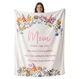 Battilo Throw Blankets Anniversary Birthday Gift for Mother from Daughter Son, Mom Blanket, Presents for Mom Day, Super Soft Flannel Mama Throw Blanket for Bed Couch, 50' x 60'