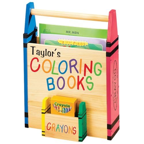 Miles Kimball Custom Coloring Book Caddy -Coloring Book Organizer with Crayon Storage Customized with Child Name – Book Carrier - Tote