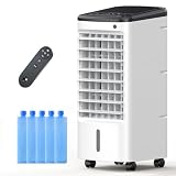 Windowless Portable Air Cooler with Remote, Ventless Ac Unit Ductless Air Cooler, Hoseless Quiet Evaporative Oscillating Swamp Cooler, 6 Ice Box for Bedroom Indoor Outdoor Office Room