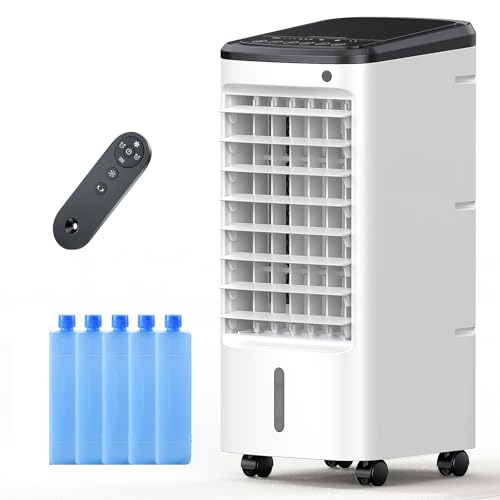 Windowless Portable Air Cooler with Remote, Ventless Ac Unit Ductless Air Cooler, Hoseless Quiet Evaporative Oscillating Swamp Cooler, 6 Ice Box for Bedroom Indoor Outdoor Office Room