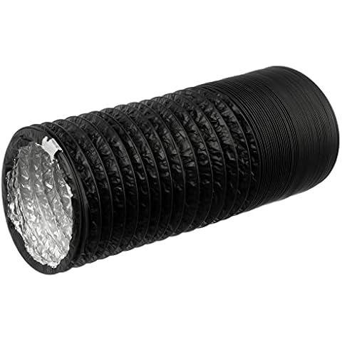 Ø 200mm / 3m PVC Aluminium Flexible Ducting - Black Ventilation Duct Hose for Tumble Dryer, Cooker Hood, Extractor Fan, Air Conditioner Cover