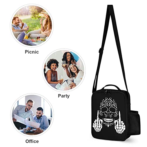 Delerain Skull Middle Finger 3 Pcs Backpack Set for Kids Back to School Bookbag with Lunch Box and Pencil Case Durable Lightweight Travel for Teens Students Boys Girls4