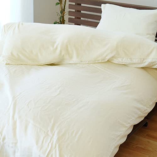 掛け布団カバー 綿100% 【さっぱり使える裏面パイル地】 布団カバー ととのゑ 和晒 2重ガーゼ シングルロング 150×210cm 胡粉 アイボリー 国産 和晒し 片面パイル 日本製 わざらし カバー ガーゼ パイル タオル リバーシブル 無地 シングル シンプル 綿 コットン