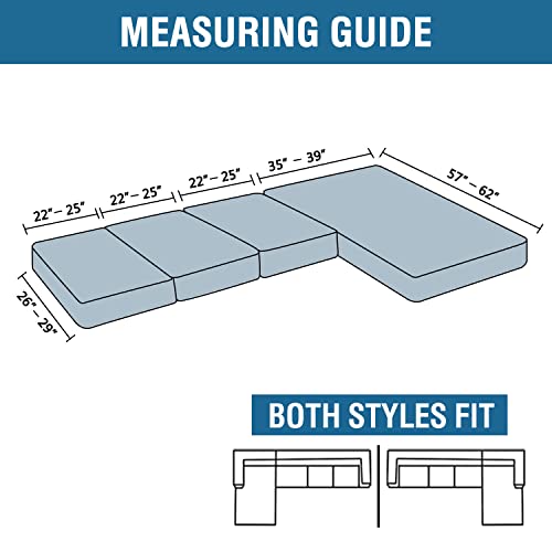 100% Waterproof Seat Cushion Covers Sectional Couch Covers 4 Pieces Sofa Cushion Covers L Shape Separate Cushion Chaise Cover For Both Left/Right Couch (Large Sofa 3 Seater + 1 Chaise, Ivory) #TOP1