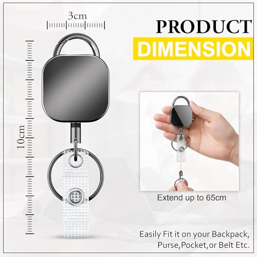 Image of GLUN Premium Pack of 1 Black Retractable Reel ID Card Holder, ID Badge Reel Clip On Card Holders Reel with 68cm Steel Retractable Cord