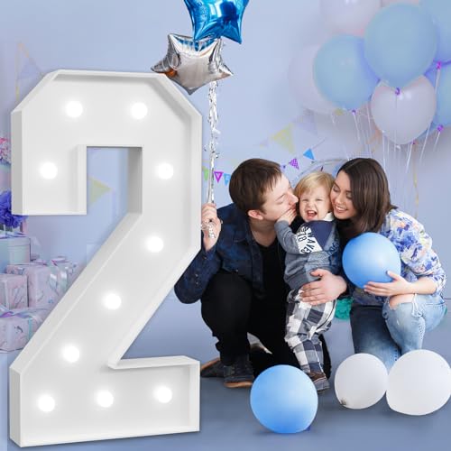 Image of imprsv Marquee Numbers Large 2nd-Birthday Decorations; 4ft Light Up Number