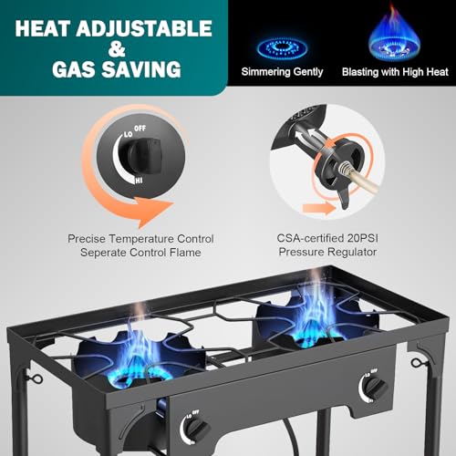 2-Burner-Propane-Stove-150000BTU-Propane-Burners-for-Outdoor-Cooking-with-0-20-PSI-Adjustable-Regulator-and-4ft-Hose-Outdoor-Propane-Gas-Stove-for-Patio-Backyard-Camping-with-Detachable-Stand-Legs
