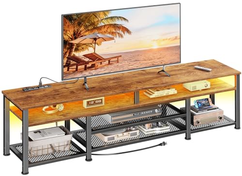 Furologee 71-Inch TV Stand with Power Outlets & LED Lights