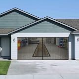SageFurned Schermo retrattile da garage per porta, 2 x 4 m, in fibra di vetro, barriera a rete per patio, officina, veranda, veranda, installazione senza fori, nero