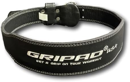 Miniatura 3 de GRIPAD Cinturón de levantamiento de pesas - Cinturón de cuero profesional resistente con hebilla ajustable - Soporte estabilizador de espalda baja