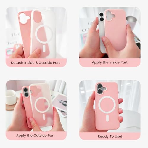 Image of Hupshy iPhone 16 Back Cover with Camera Protection Rings, Kickstand-Matte /Anti, Non-Slip, Camera Glass Protection,Transparent Shockproof Cover for iPhone 16 (Orange)