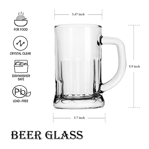 Bavel Style Extra Beer Mug 21 Ounce,Large Glass Mugs With Handle,Set Of 4 German Beer Stein Mug #TOP1
