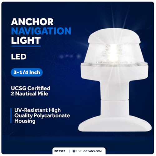 image for Five Oceans Anchor Light - 12V DC Stern Navigation Light, USCG 2NM Com